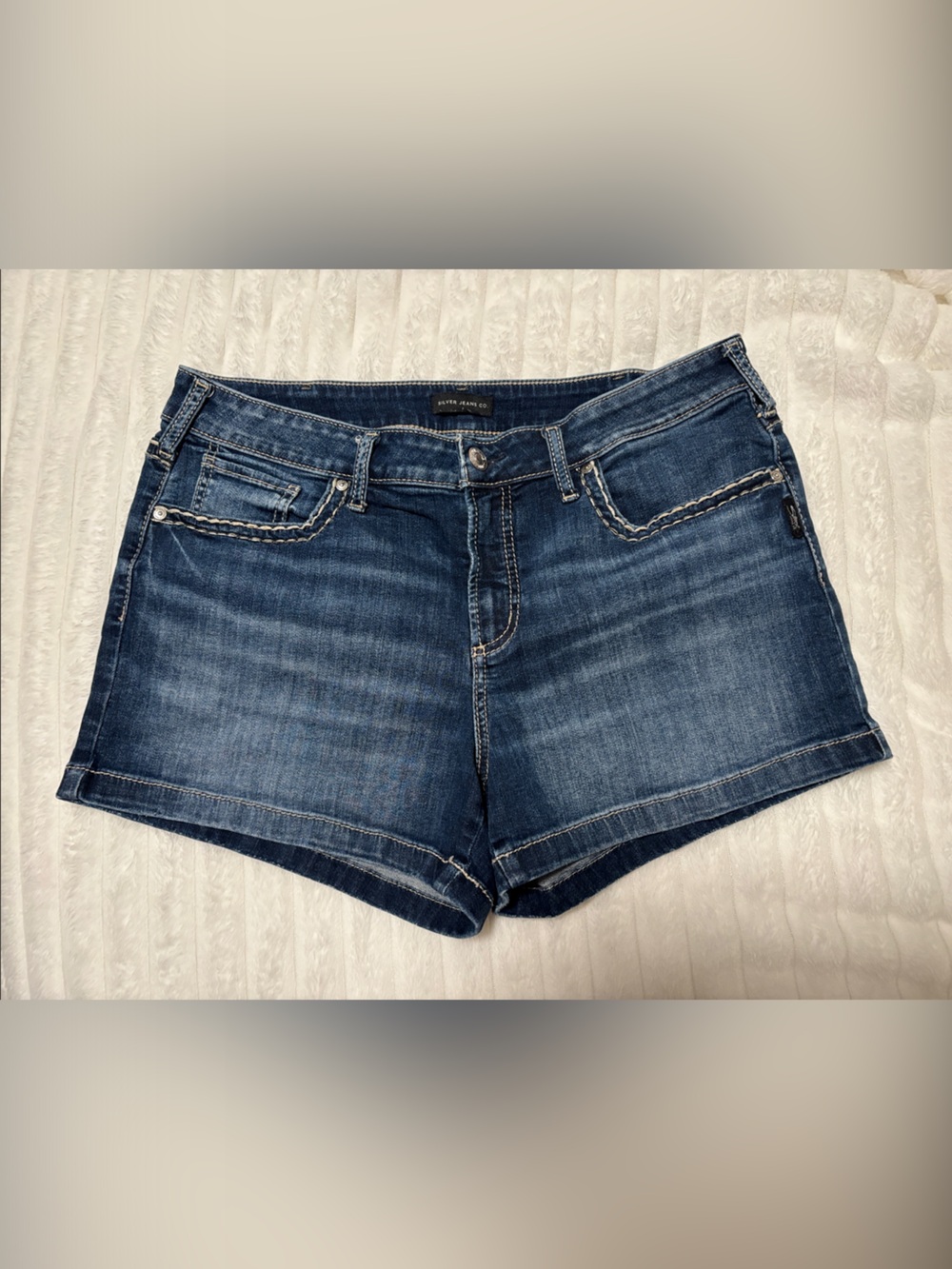 Silver Jeans Dark Blue Denim Shorts - Classic Five-Pocket Jean Short